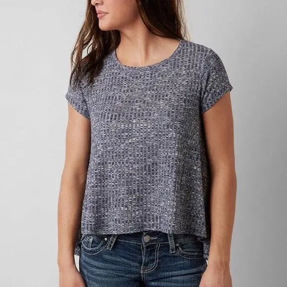 Blue Trapeze Short Sleeve Top- Wild Time Fashion