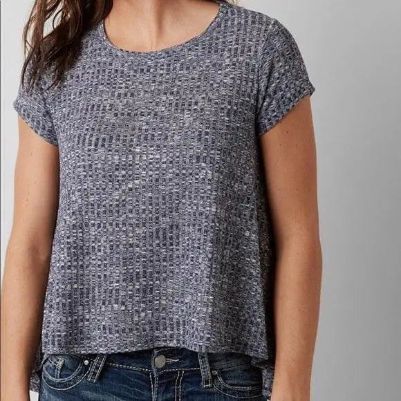 Blue Trapeze Short Sleeve Top- Wild Time Fashion