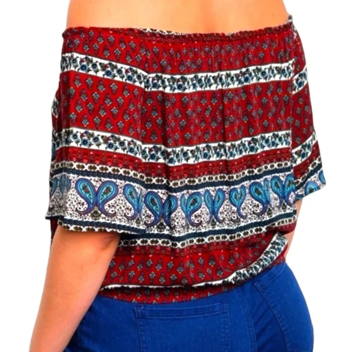 Bohemian Off Shoulder Paisley Top