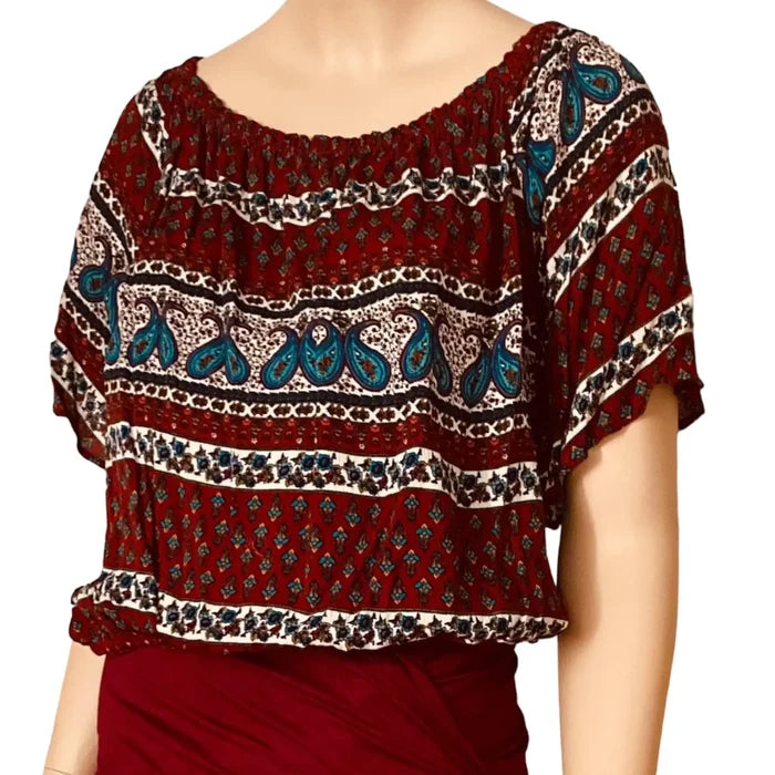 Bohemian Off Shoulder Paisley Top
