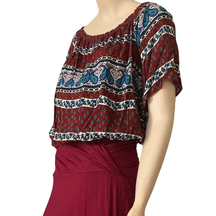 Bohemian Off Shoulder Paisley Top
