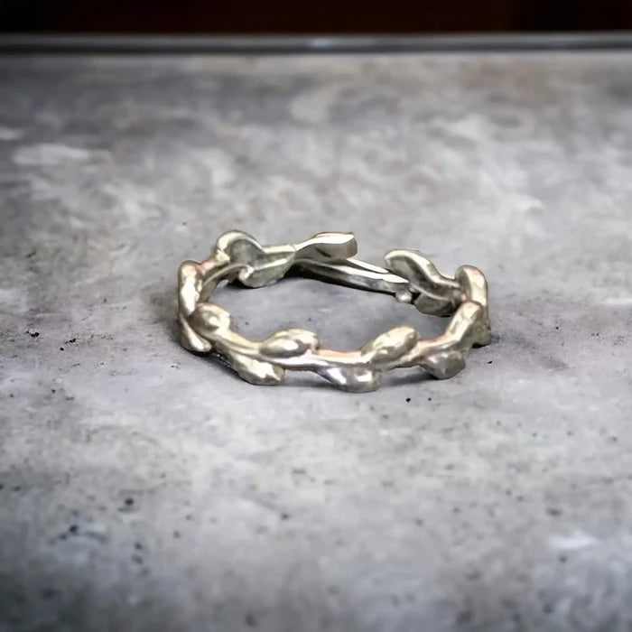 Boho Leaves Sterling Silver Open Band Ring - Wild Time Fashion