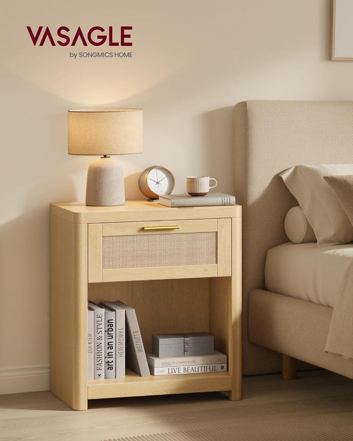 Boho Rattan Nightstand Accent Side End Tables - Canva Home