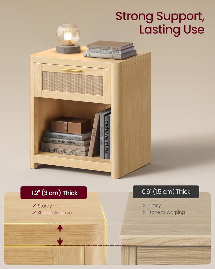 Boho Rattan Nightstand Accent Side End Tables - Canva Home