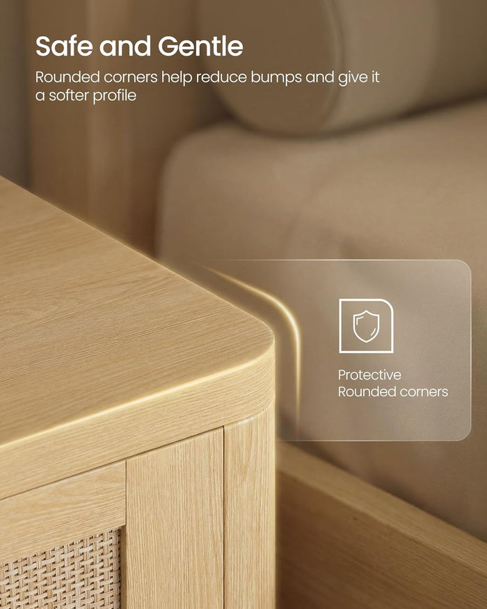 Boho Rattan Nightstand Accent Side End Tables - Canva Home