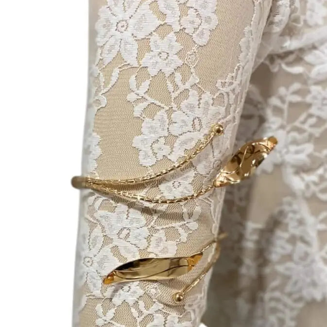 Boho Textured Statement Upper Arm Cuff  Gold Leaf Open Armlet Body Jewelry Boho Armlets