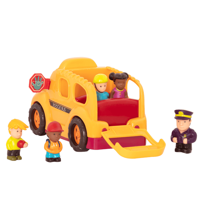 Toy school bus with driver and passengers