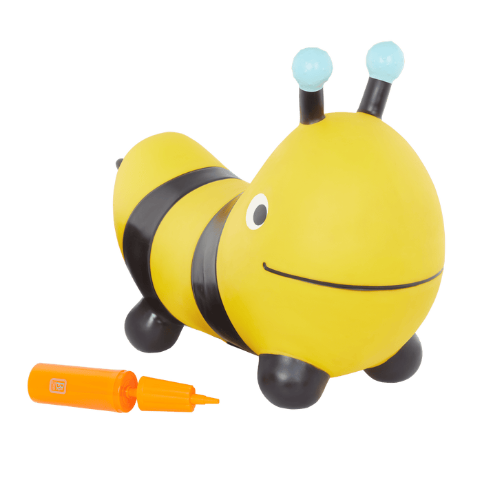Ride-on bee bouncer with pump.