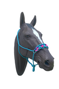 Braided horse halter hot pink,neon turquoise, and purple - Tiffanys Braided Tack LLC