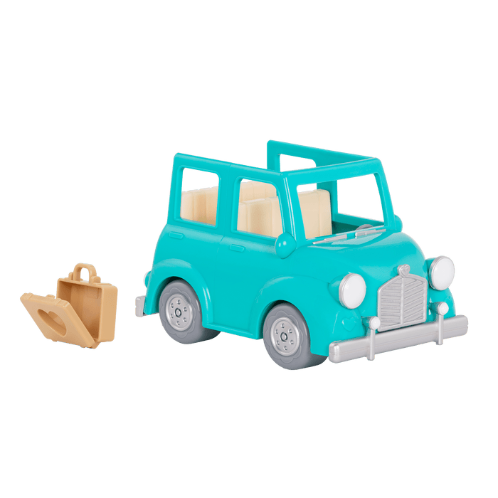 Toy car with mouse figurines inside
