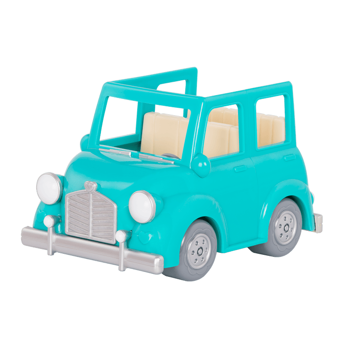 Toy car with mouse figurines inside