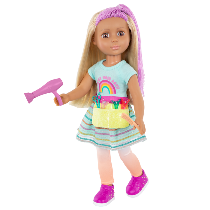 14-inch posable doll with hairdressing accessories
