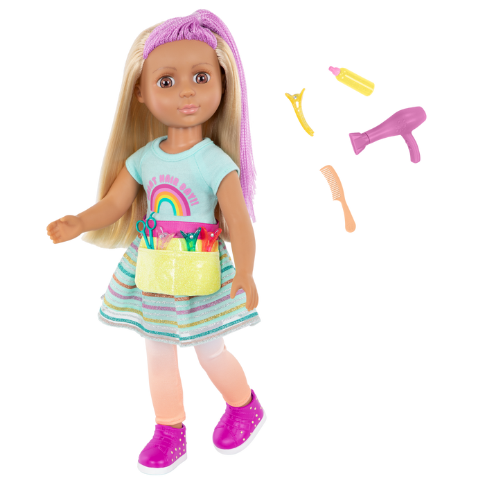 14-inch posable doll with hairdressing accessories