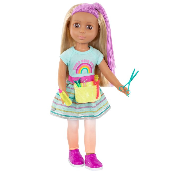 14-inch posable doll with hairdressing accessories