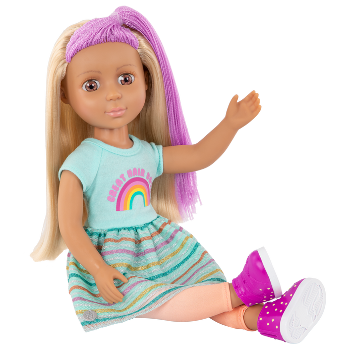 14-inch posable doll with hairdressing accessories