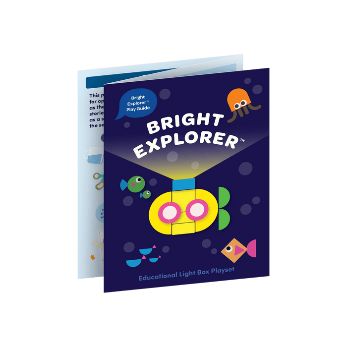 Light box playset with transculent shapes and bugs, tools, and a booklet.