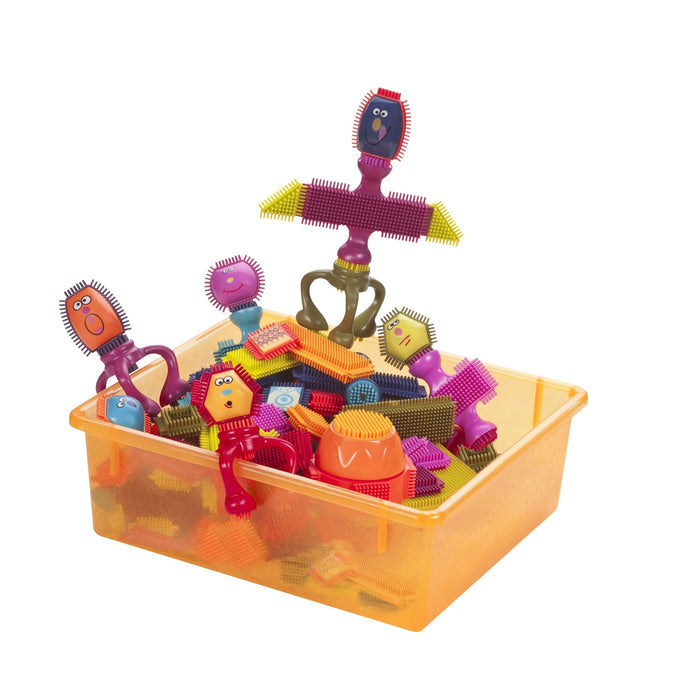 Interlocking bristle building blocks.
