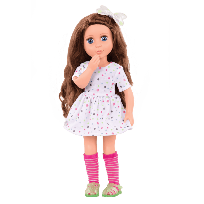 Glitter dress with bow for 14-inch doll