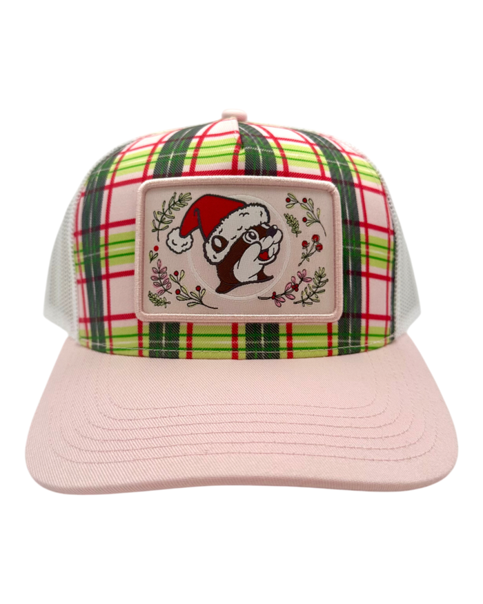 Red and green plaid hat - festive holiday accessory