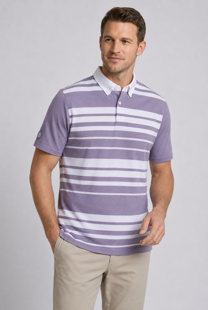 Buck |  Men's Striped Pique Polo