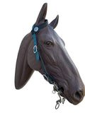 Butter soft black and turquoise leather one ear  Headstall with quick change buckles horse size - Tiffanys Braided Tack LLC