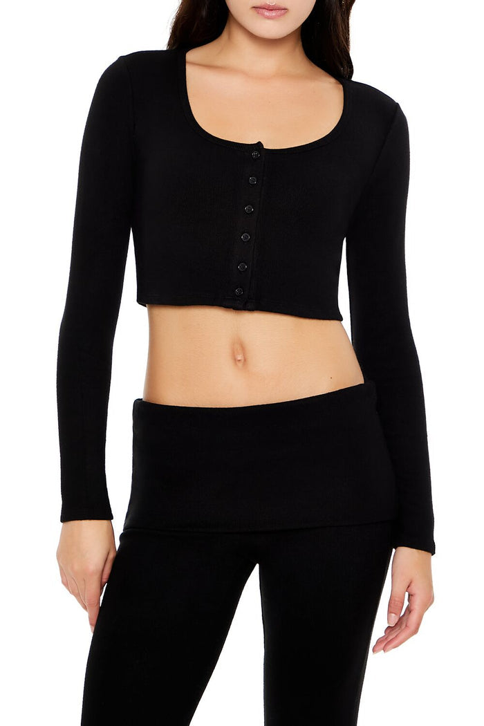 Button-Front Crop Top