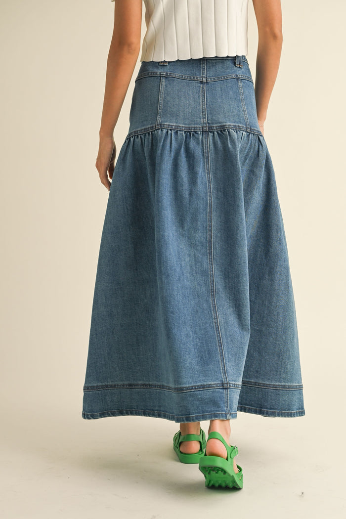 Buttoned to Perfection Bohemian Denim Skirt