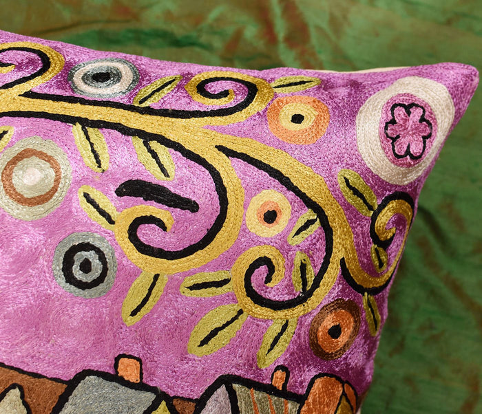 By The Sea Karla Gerard Decorative Pillow Cover Handembroidered Art Silk 18"x18" - KashmirDesigns
