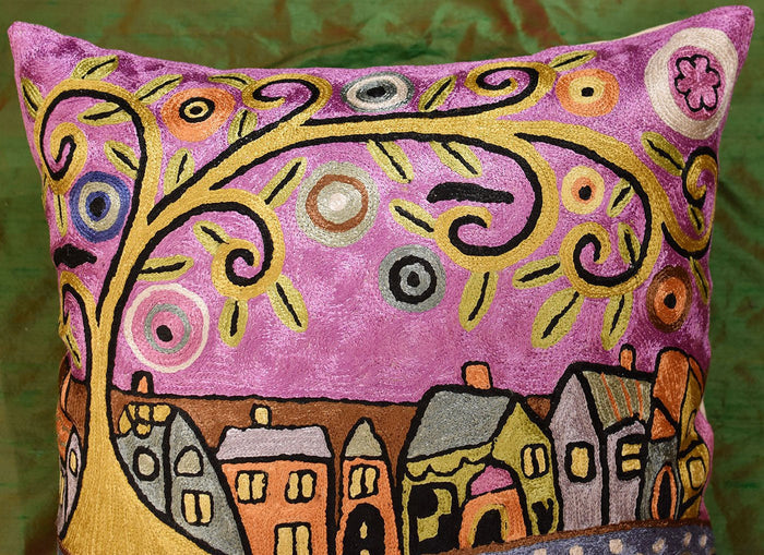 By The Sea Karla Gerard Decorative Pillow Cover Handembroidered Art Silk 18"x18" - KashmirDesigns