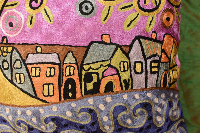 By The Sea Karla Gerard Decorative Pillow Cover Handembroidered Art Silk 18"x18" - KashmirDesigns
