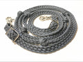 Charcoal grey Barrel Reins, Round with grip knots.