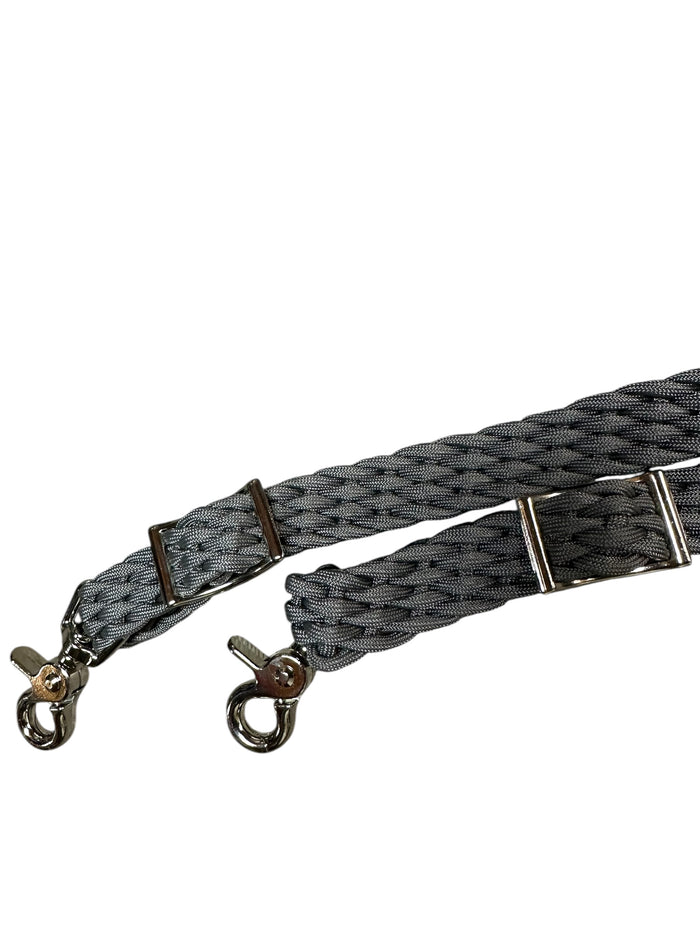 Charcoal grey Barrel Reins, Round with grip knots.