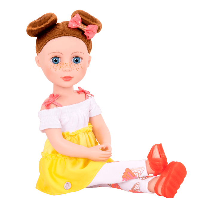 14-inch posable doll with red hair and blue eyes