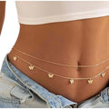 Charming Butterfly Double Layered Body Chain in gold with adjustable waist fit and delicate butterfly charms