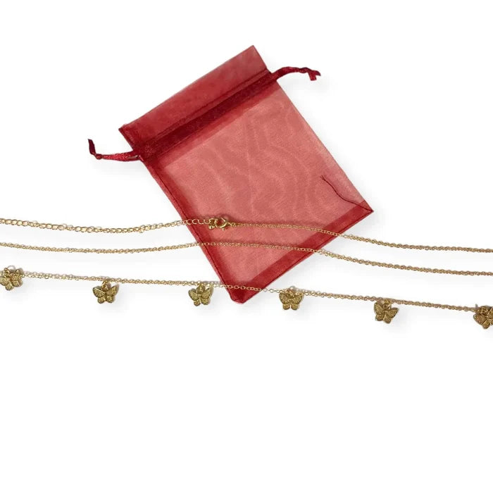 Charming Butterfly Double Layered Body Chain in gold with adjustable waist fit and delicate butterfly charms