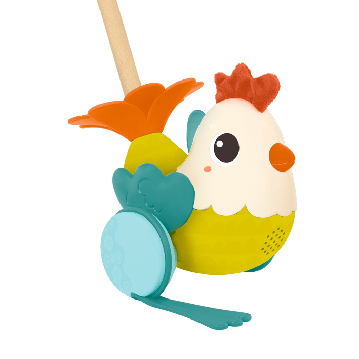 Chicken animal push toy wooden pole toddler walker toys