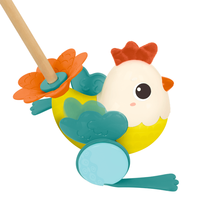 Chicken animal push toy wooden pole toddler walker toys