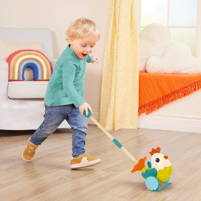 Chicken animal push toy wooden pole toddler walker toys