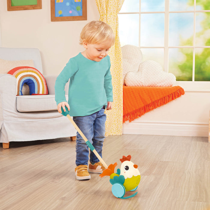 Chicken animal push toy wooden pole toddler walker toys