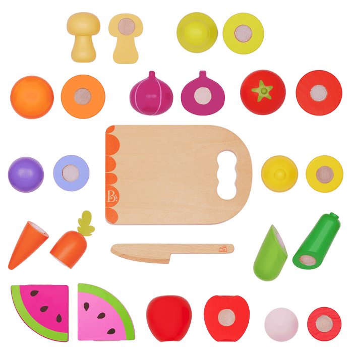 Wooden play food fruits and vegetables choppable for toddlers