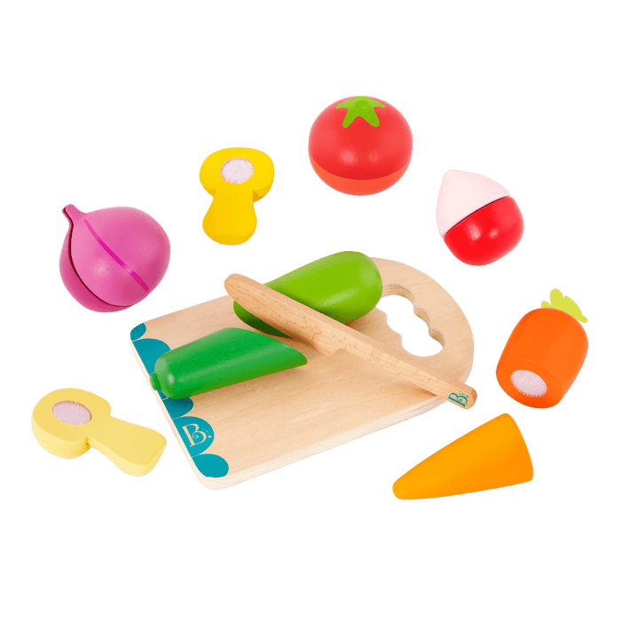 Wooden toy vegetables.