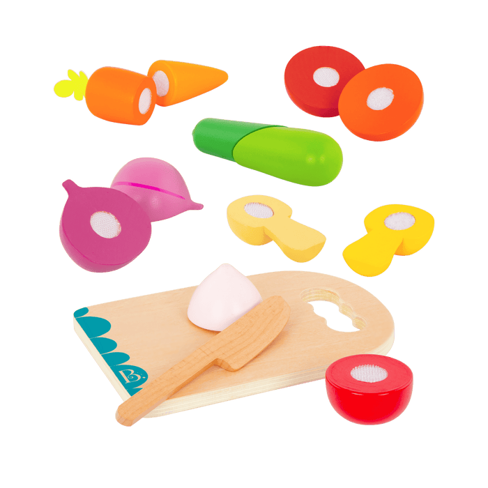 Wooden toy vegetables.
