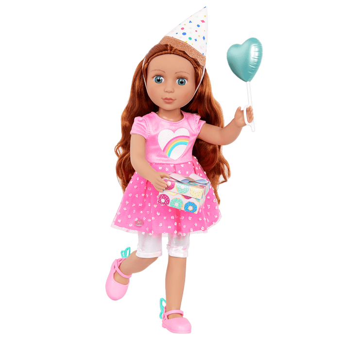 Glitter Girls Cicely 14-inch Birthday Doll with Heart-Shaped Balloon & Party Hat