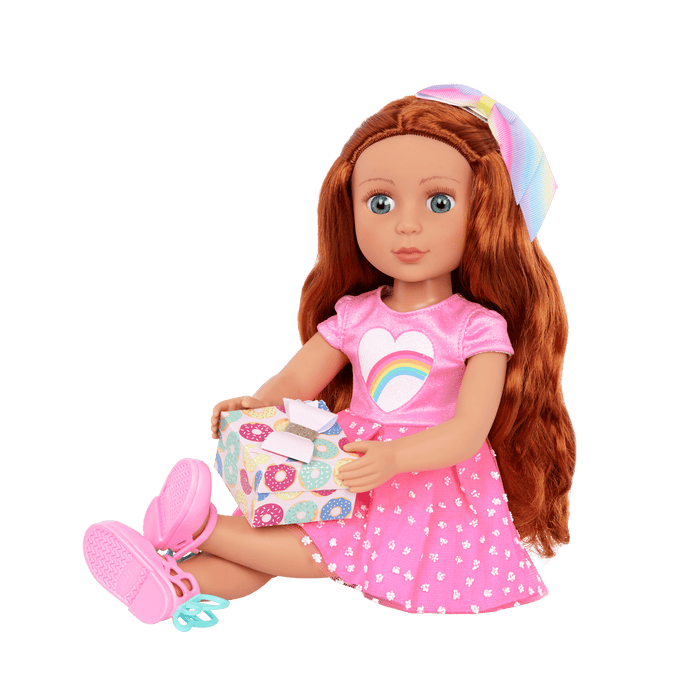 Glitter Girls Cicely 14-inch Birthday Doll with Heart-Shaped Balloon & Party Hat