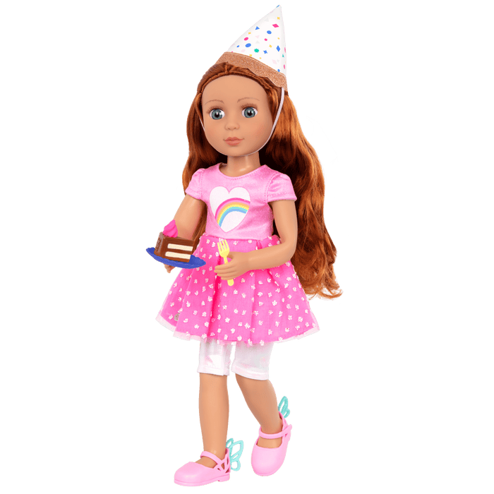Glitter Girls Cicely 14-inch Birthday Doll with Heart-Shaped Balloon & Party Hat