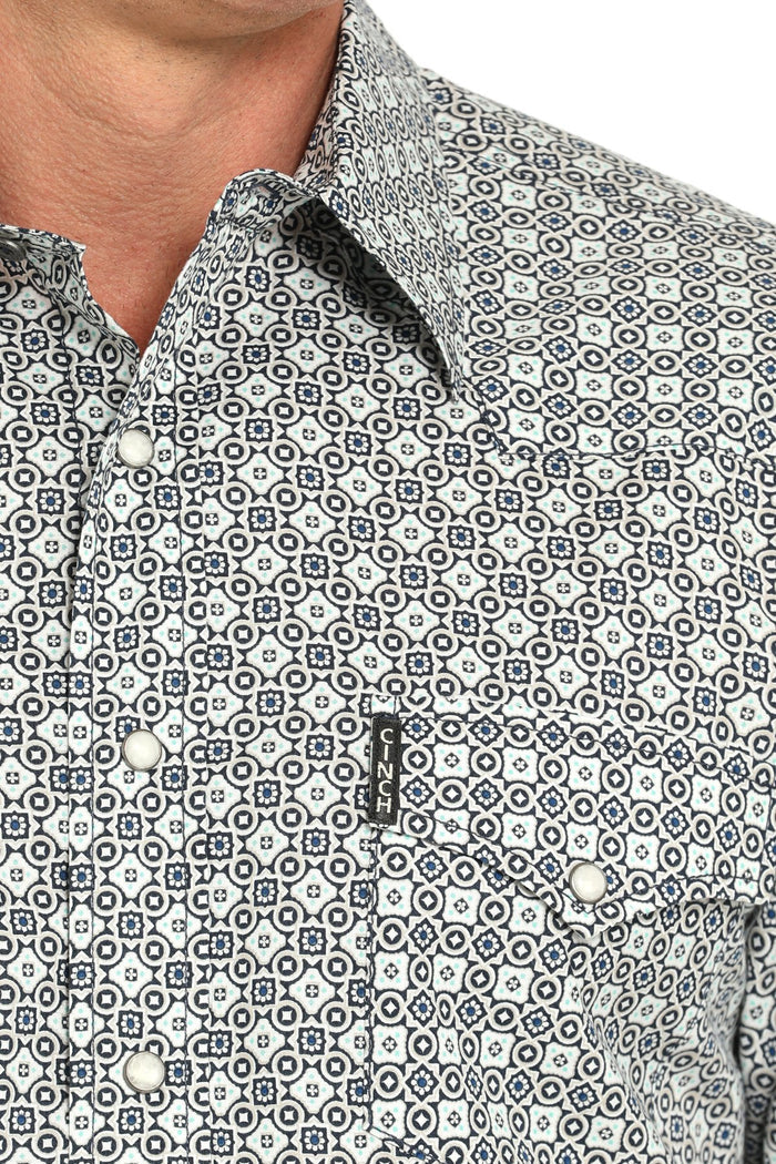 Cinch Men's L/S Modern Fit Multicolored Geometric Print Western Snap Shirt