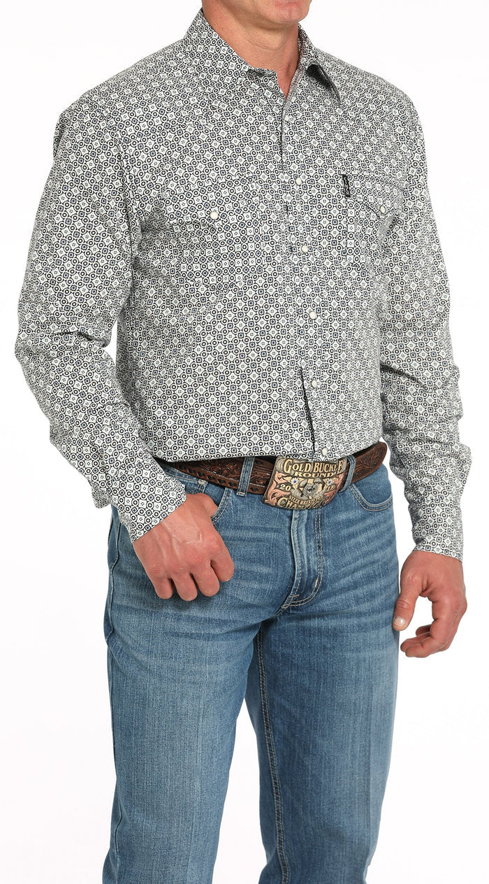 Cinch Men's L/S Modern Fit Multicolored Geometric Print Western Snap Shirt