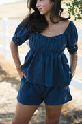Claire Open Back Puff Sleeve Set Top