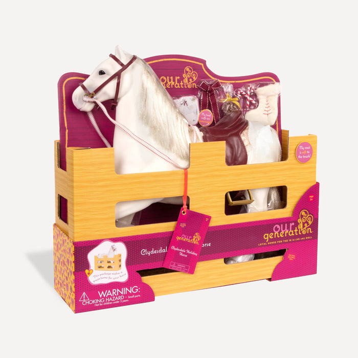 Clydesdale horse figurine with accessories