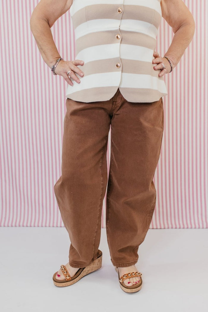 Coffee Break Barrel Jeans - Macoma Boutique170 Denim